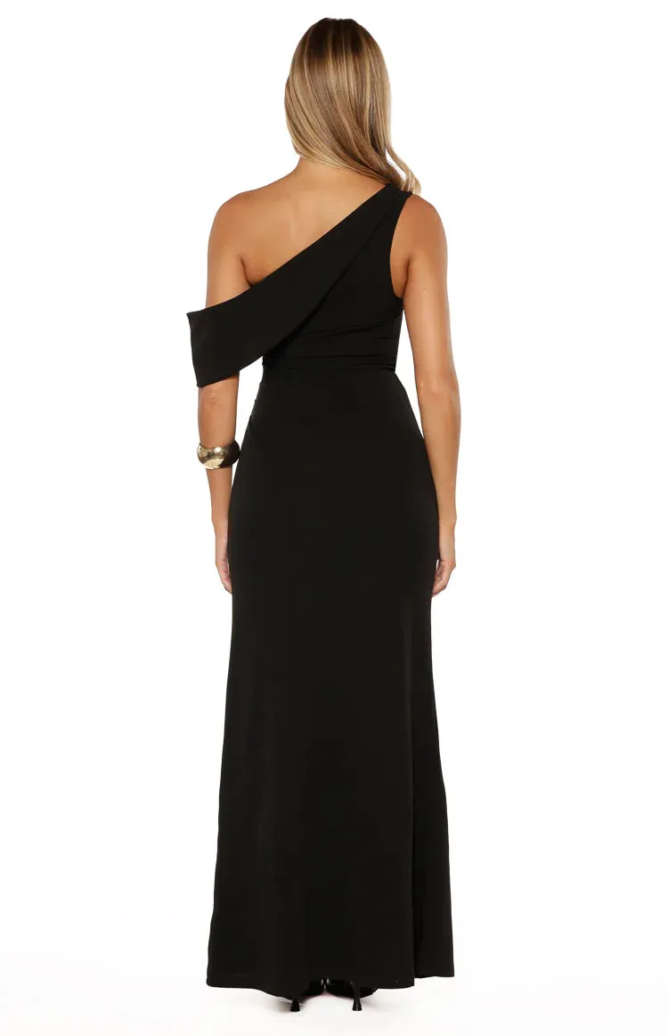 Farah Black Crepe Off Shoulder Maxi Dress sold by Beginning Boutique product image thumbnail 4