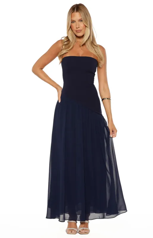 Zelia Strapless Navy Maxi Dress made by Beginning Boutique