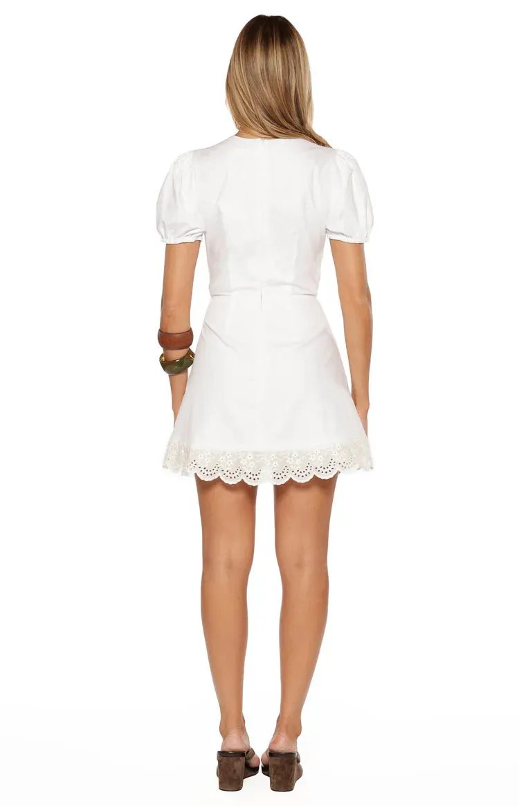 Nico White Broderie Trim Mini Dress sold by Beginning Boutique product image thumbnail 5