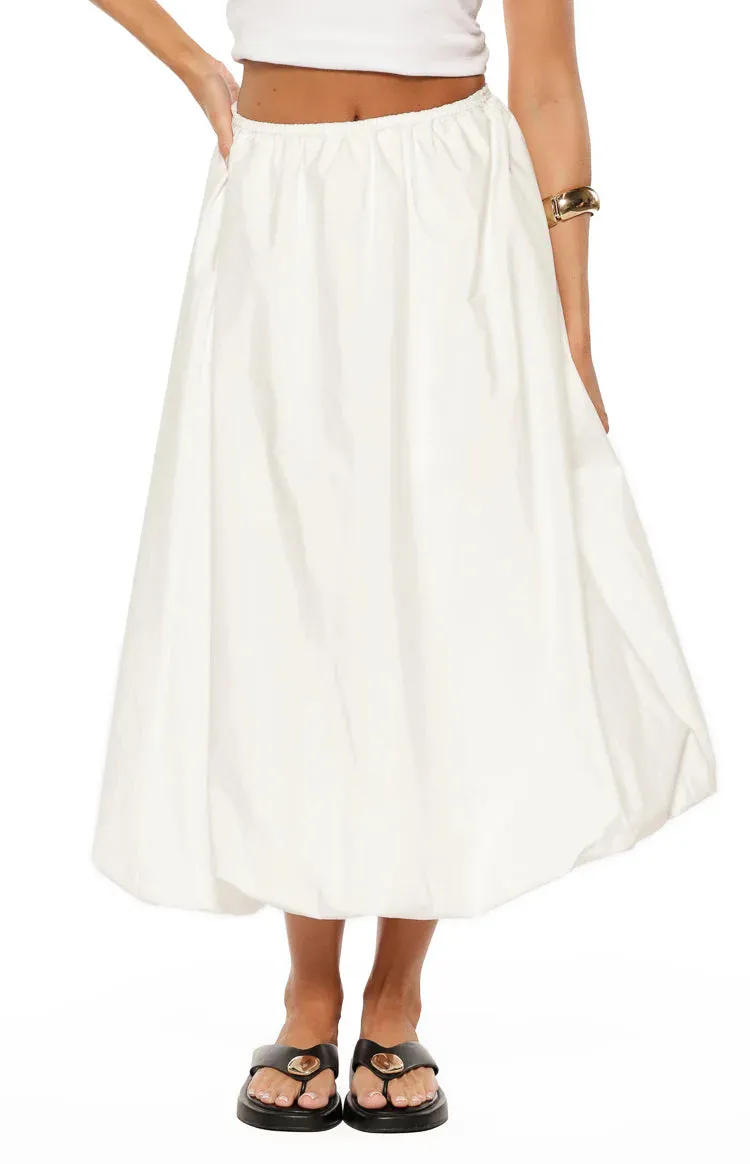 Dorothy White Bubble Hem Skirt sold by Beginning Boutique