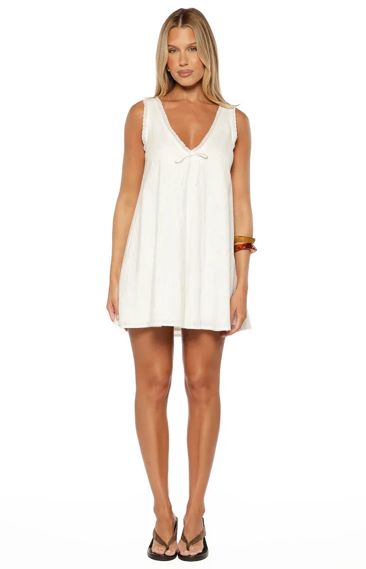 Kennie White Lace Trim Cotton Mini Dress sold by Beginning Boutique product image thumbnail 3