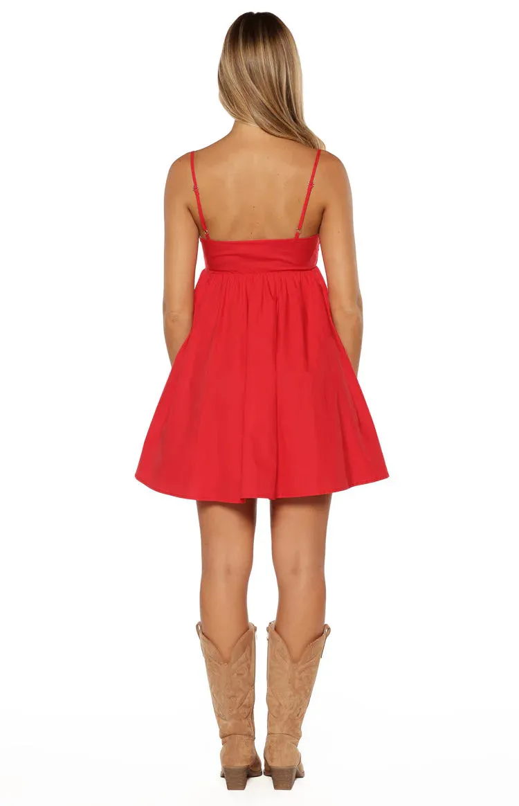 Gracelyn Red Embroidered Mini Dress sold by Beginning Boutique product image thumbnail 5