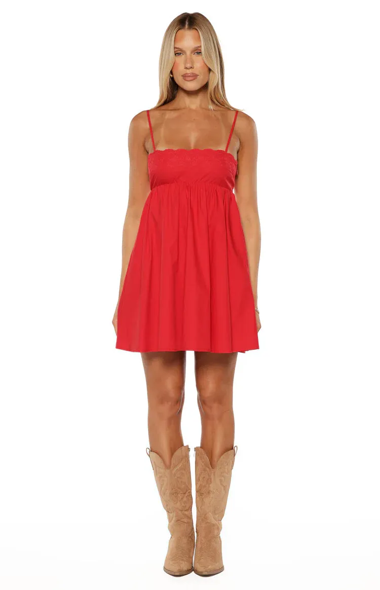 Gracelyn Red Embroidered Mini Dress sold by Beginning Boutique product image thumbnail 3