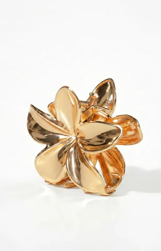 Quinny Gold Metal Flower Claw Clip (FREE over $200) sold by Beginning Boutique
