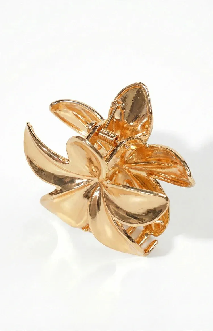 Quinny Gold Metal Flower Claw Clip (FREE over $200) sold by Beginning Boutique product image thumbnail 3
