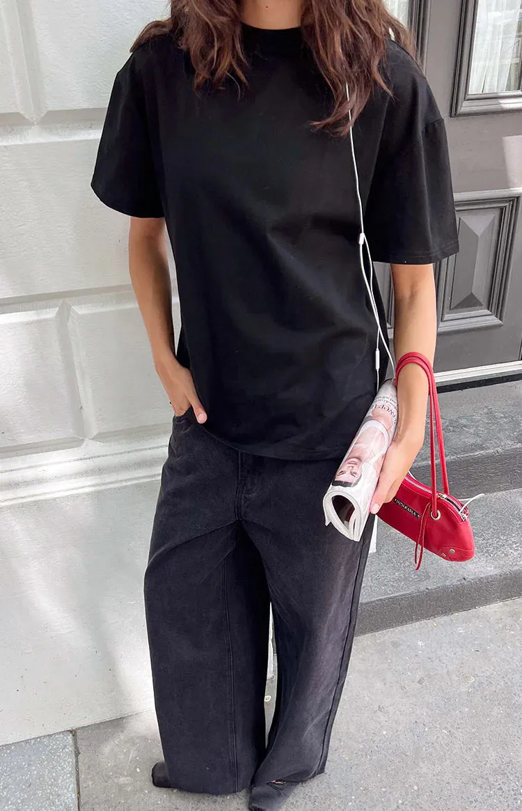 Alba Plain Black Tee sold by Beginning Boutique product image thumbnail 3