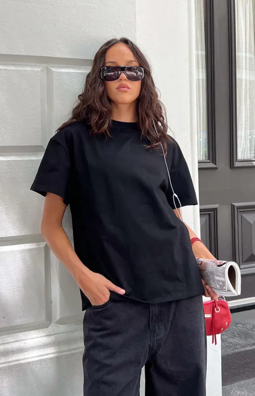 Alba Plain Black Tee sold by Beginning Boutique