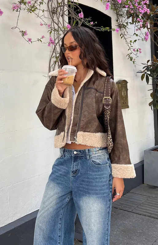 Cloud Brown Aviator Jacket made by Beginning Boutique