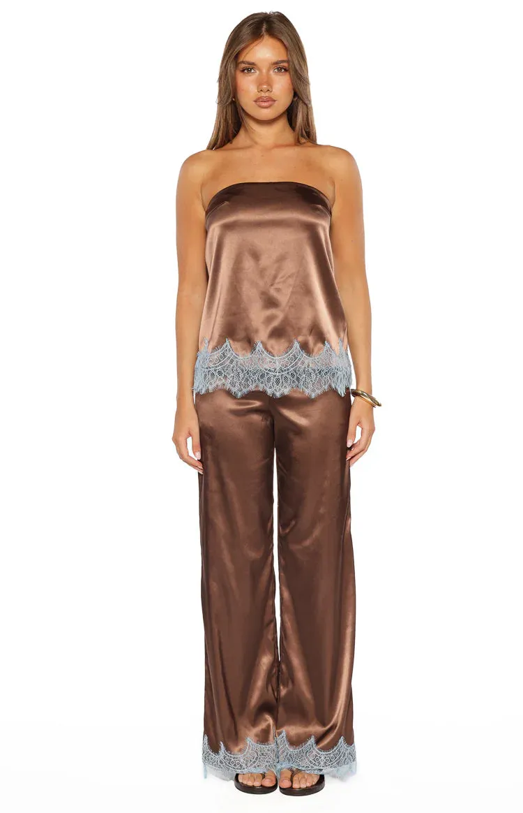Shirley Brown Satin Lace Trim Strapless Top sold by Beginning Boutique product image thumbnail 5