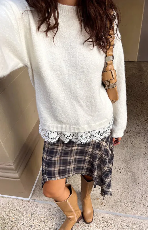 Lolly Cream Lace Trim Knit made by Beginning Boutique