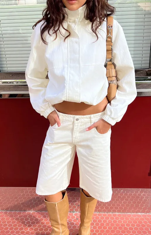 Enya Cream Funnel Neck Sports Jacket made by Beginning Boutique
