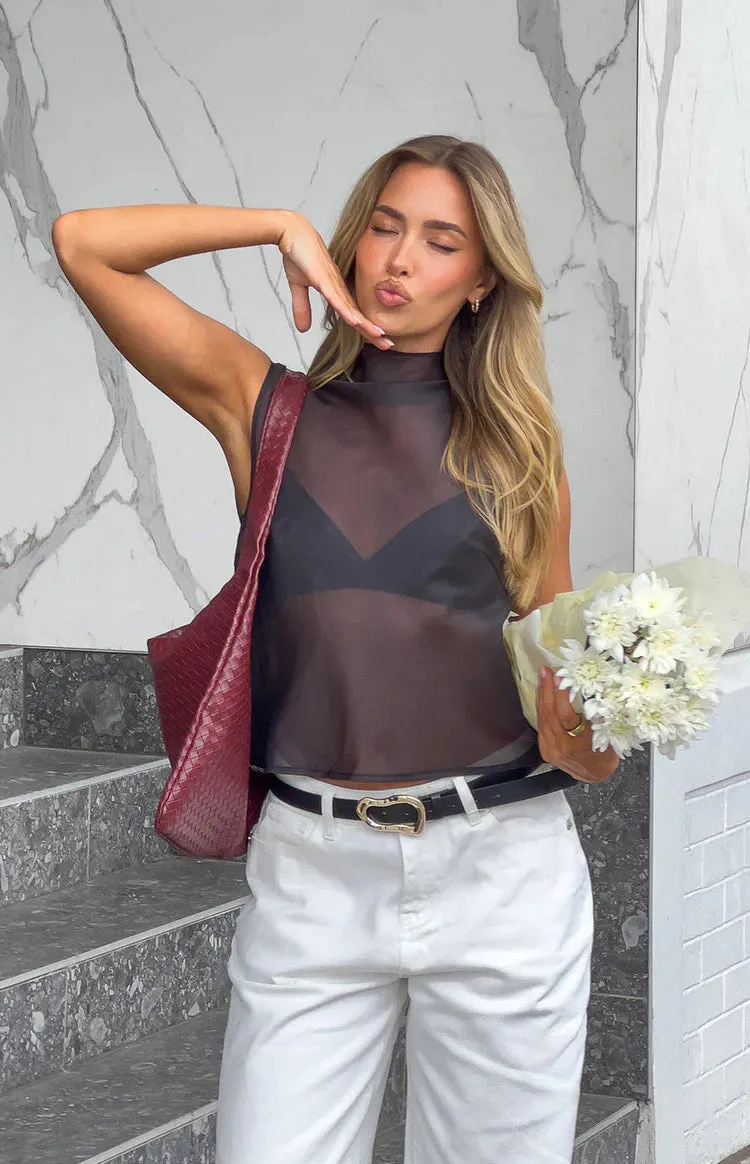 Blair Black High Neck Sheer Top sold by Beginning Boutique product image thumbnail 2