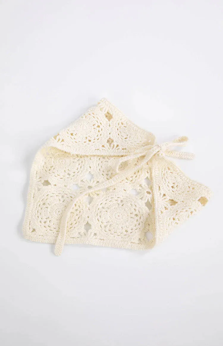 Briene Cream Crochet Multi Wear Scarf sold by Beginning Boutique product image thumbnail 2
