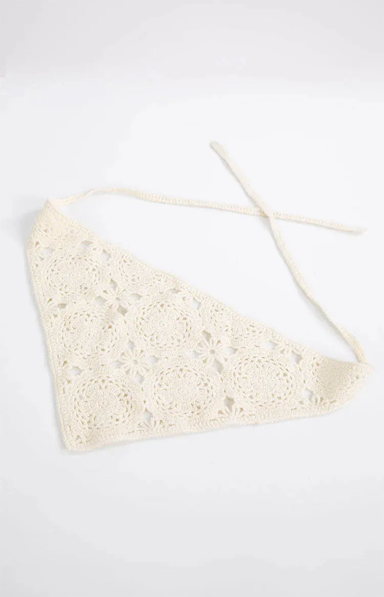 Briene Cream Crochet Multi Wear Scarf sold by Beginning Boutique product image thumbnail 3