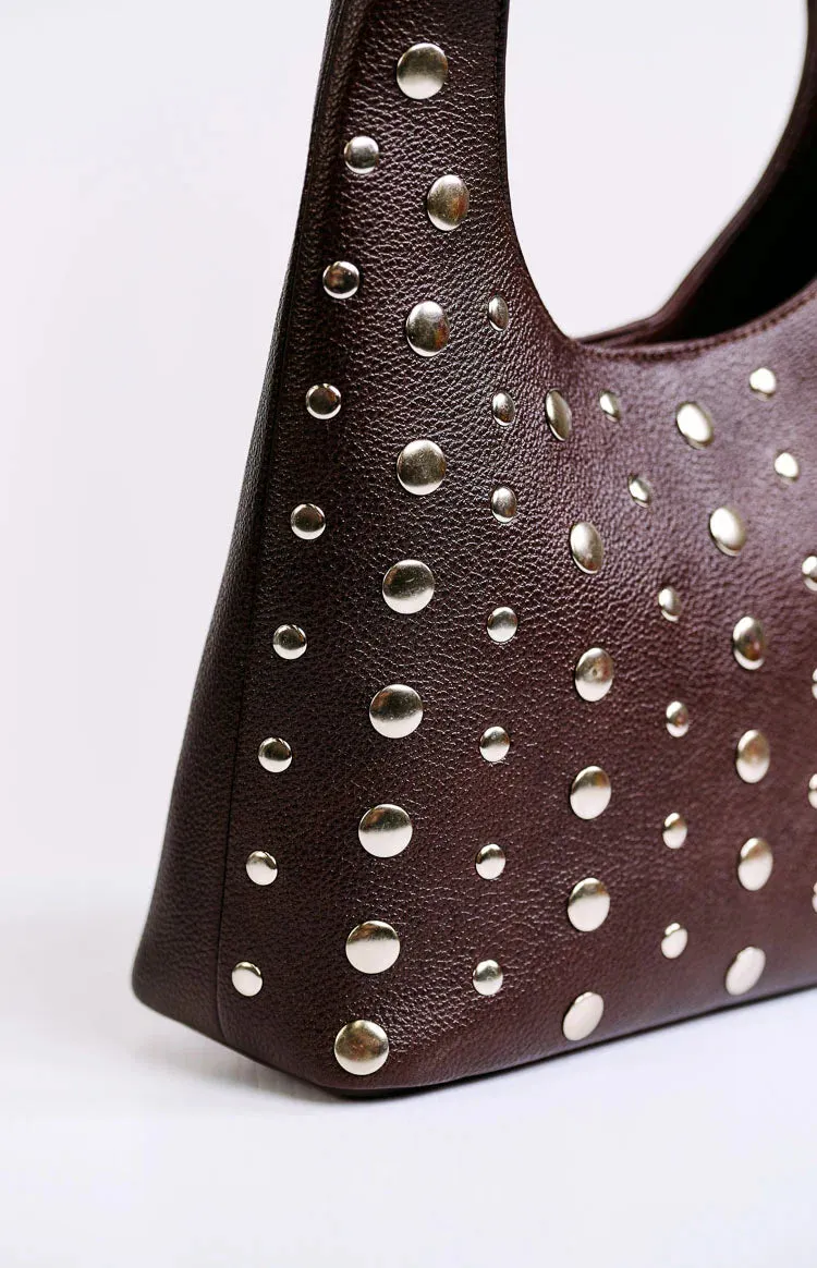 Peta & Jain Jenni Chocolate Pebbled Studded PU Bag sold by Beginning Boutique product image thumbnail 3
