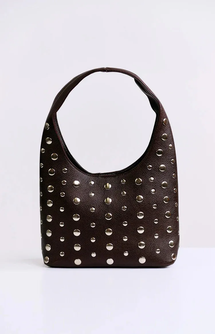Peta & Jain Jenni Chocolate Pebbled Studded PU Bag sold by Beginning Boutique product image thumbnail 2