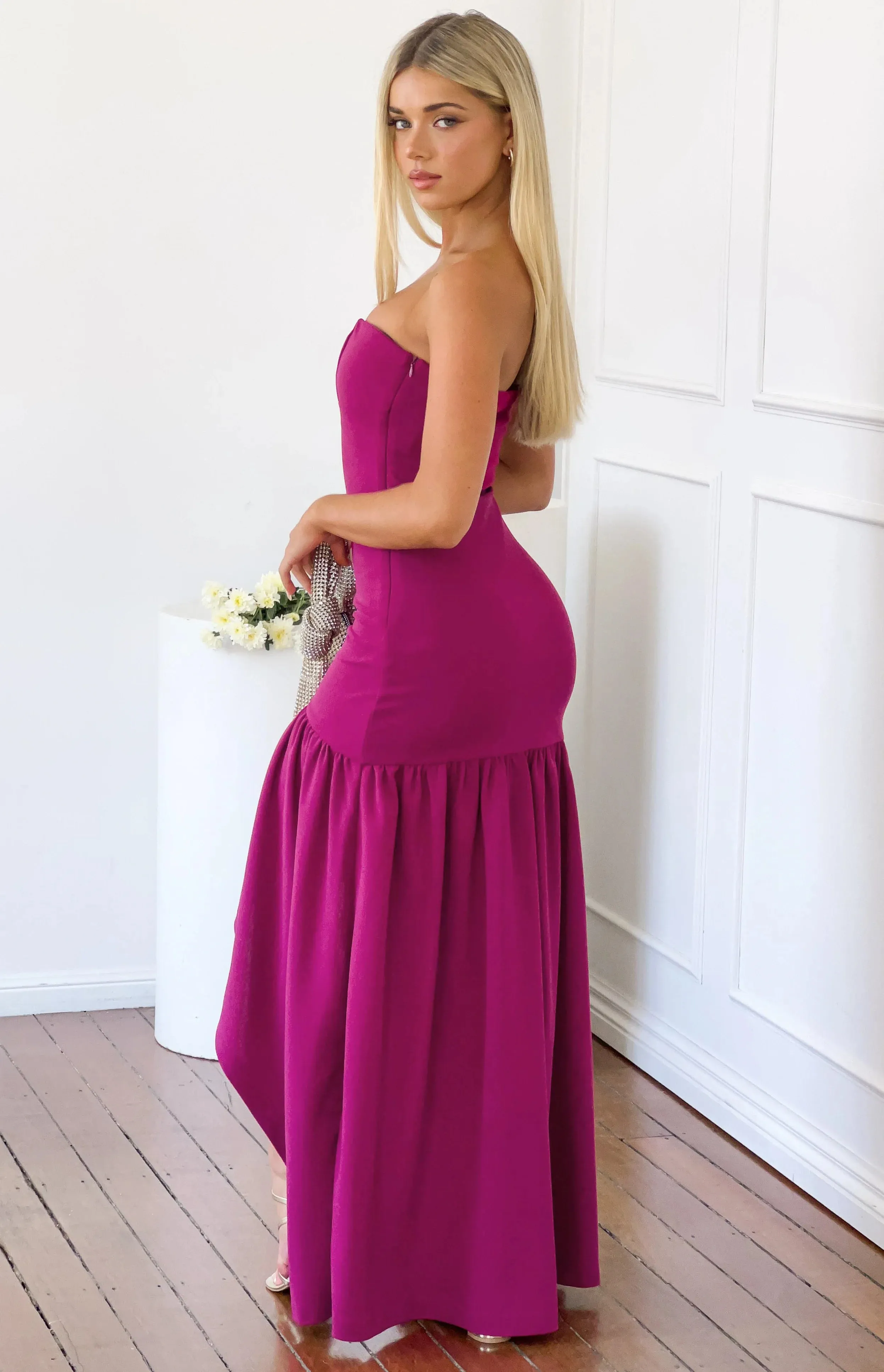 Aire Berry Frill Skirt Crepe Maxi Dress sold by Beginning Boutique product image thumbnail 3