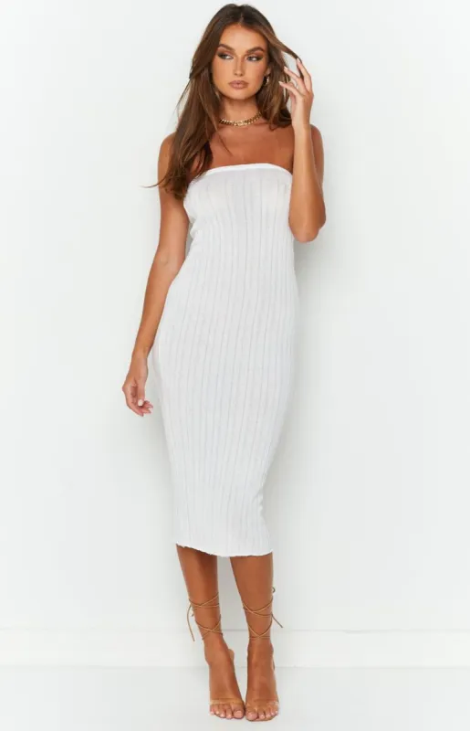 SNDYS Baha Ribbed Dress White sold by Beginning Boutique