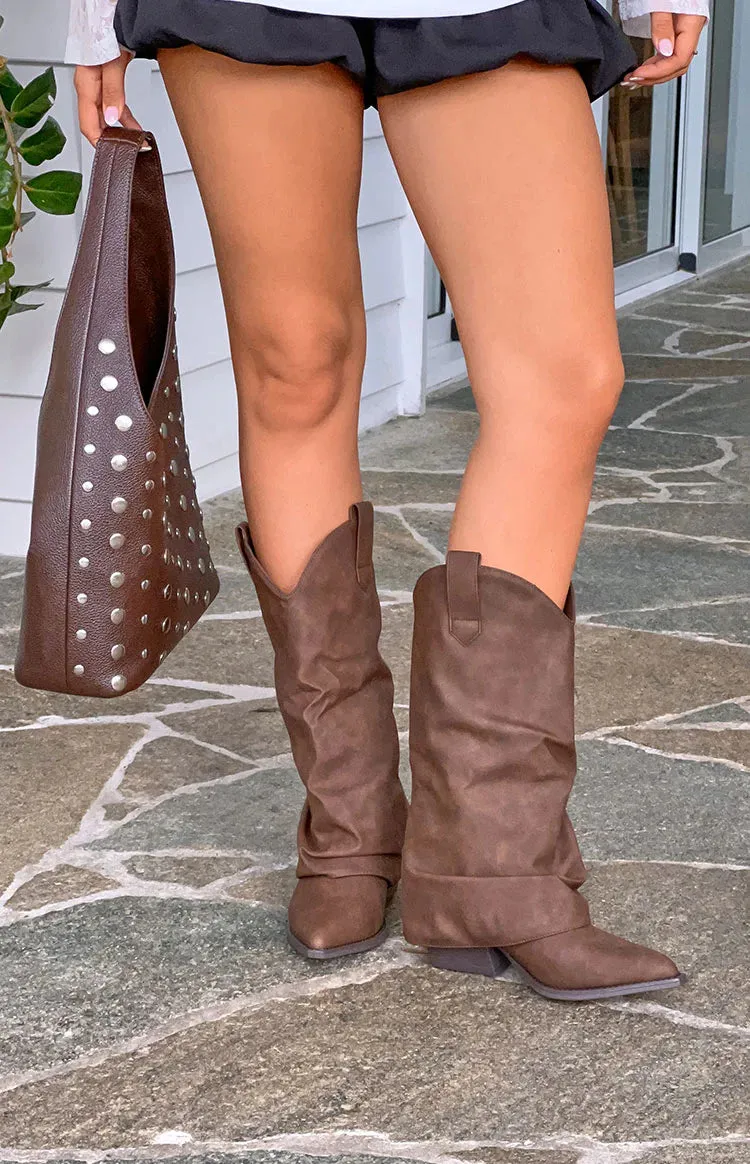 Blythe Chocolate Suedette Foldover Boots sold by Beginning Boutique product image thumbnail 2