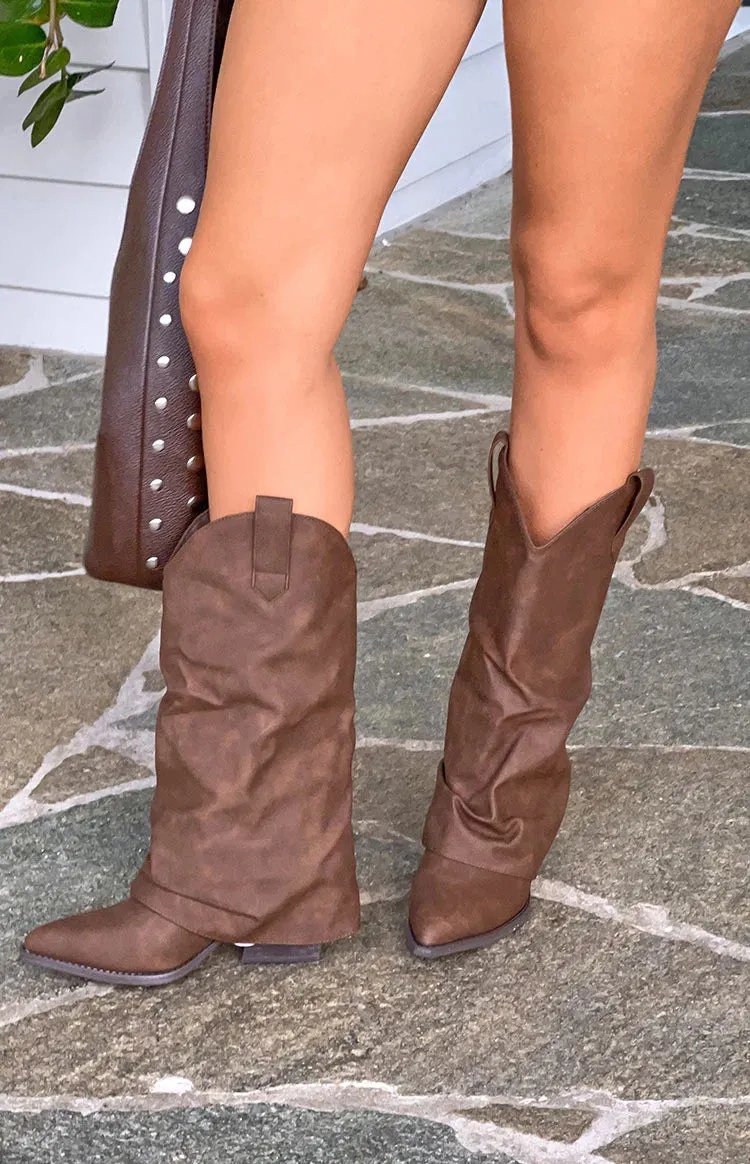 Blythe Chocolate Suedette Foldover Boots sold by Beginning Boutique product image thumbnail 3