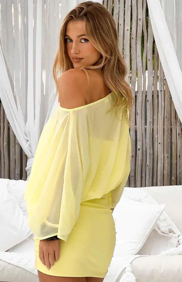 Felix Yellow Off Shoulder Mini Dress sold by Beginning Boutique product image thumbnail 4