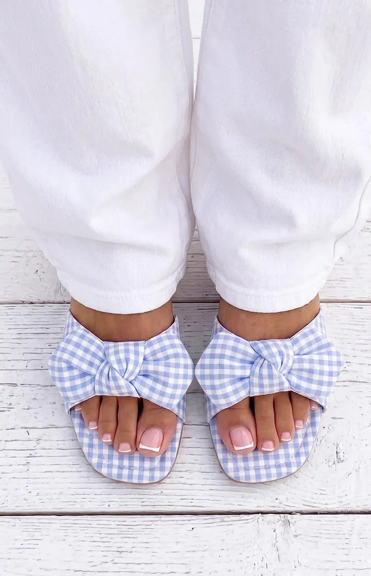 Ariel Blue Check Bow Sandals sold by Beginning Boutique product image thumbnail 2