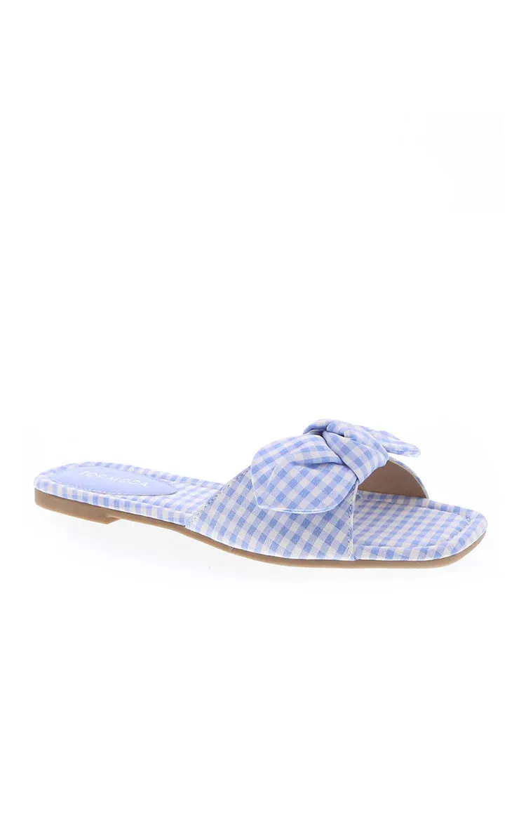 Ariel Blue Check Bow Sandals sold by Beginning Boutique product image thumbnail 3