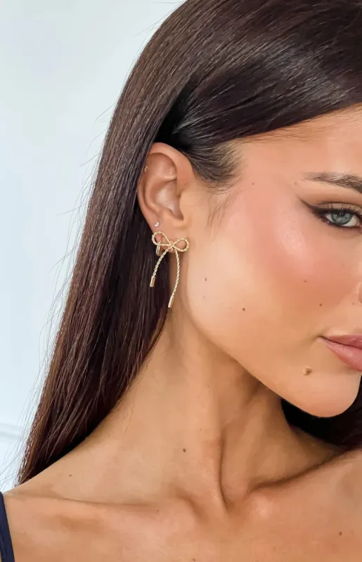 Aurora Gold Bow Earrings made by Beginning Boutique
