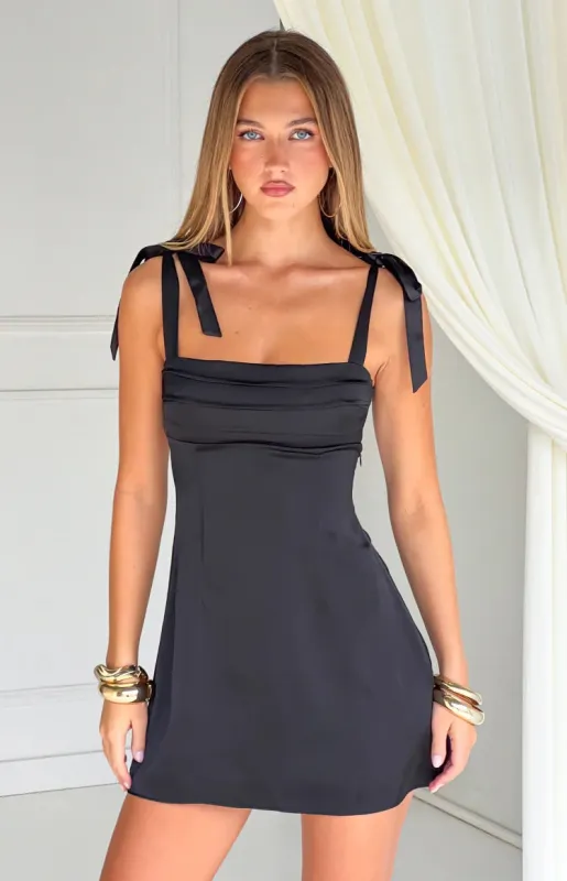 Akira Black Tie Mini Dress made by Beginning Boutique