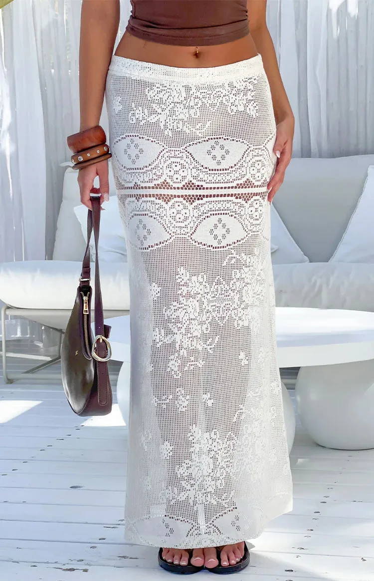 Lillie White Crochet Lace Maxi Skirt sold by Beginning Boutique product image thumbnail 2