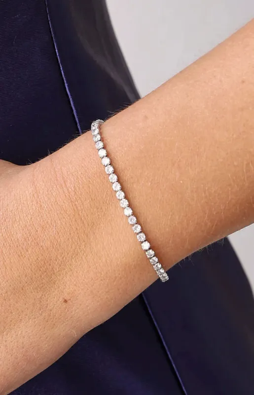 Addison Silver Diamante Tennis Bracelet made by Beginning Boutique