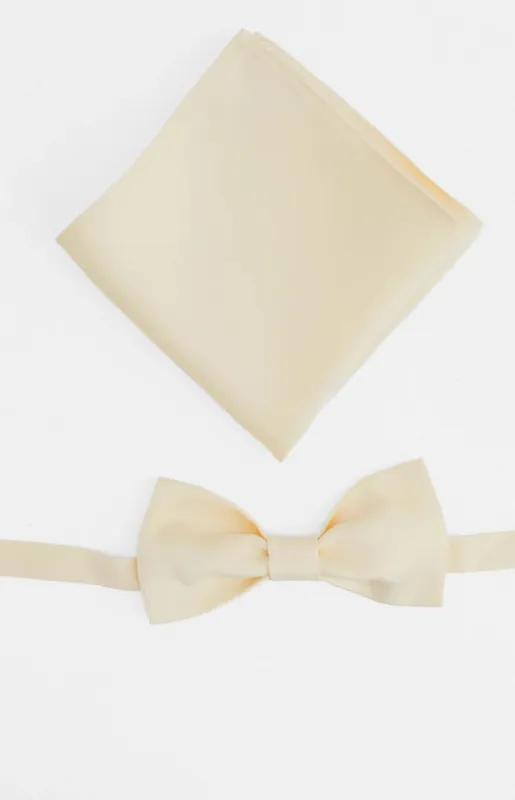 Abel Yellow Bow Tie And Pocket Square Set made by Beginning Boutique