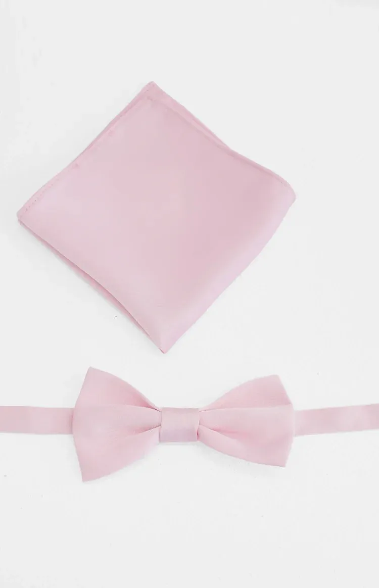 Abel Pink Bow Tie And Pocket Square Set sold by Beginning Boutique