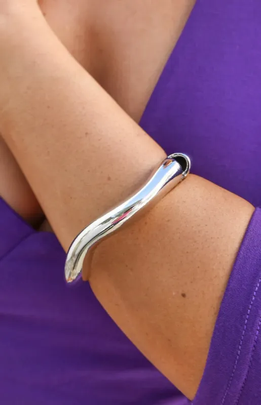 Fable Silver Wavy Cuff Bracelet made by Beginning Boutique