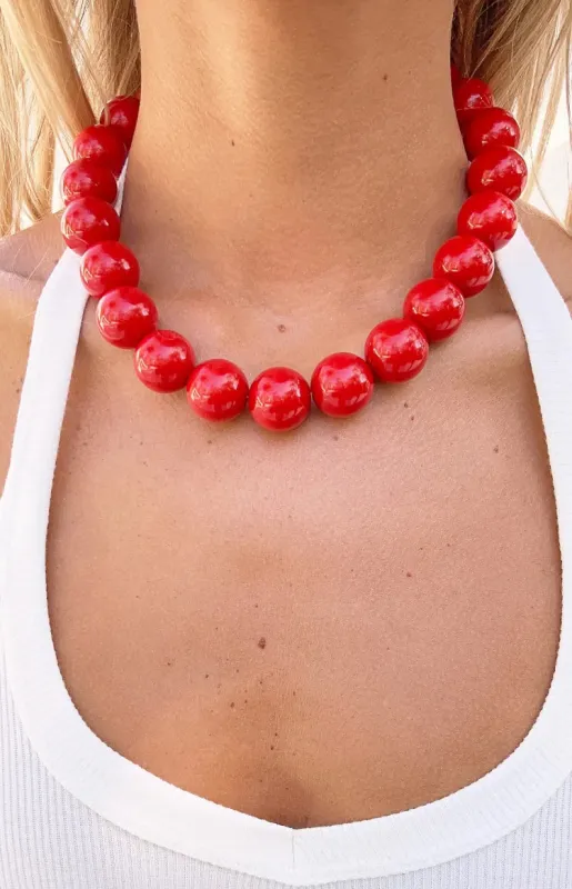Asher Red Beaded Necklace made by Beginning Boutique