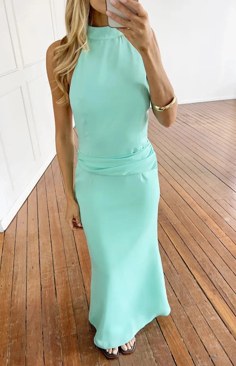 Adeline Aqua Halter Neck Occasion Maxi Dress sold by Beginning Boutique product image thumbnail 5