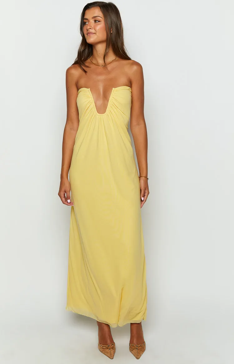 Braelyn Yellow Strapless Maxi Dress sold by Beginning Boutique product image thumbnail 3