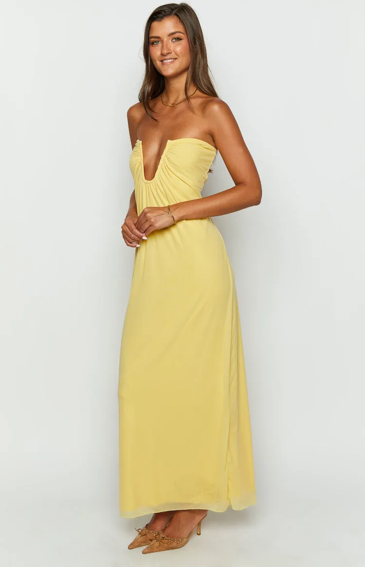 Braelyn Yellow Strapless Maxi Dress sold by Beginning Boutique product image thumbnail 4