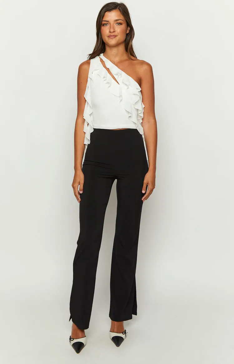 Glamour Girl White Ruffle One Shoulder Top sold by Beginning Boutique product image thumbnail 2