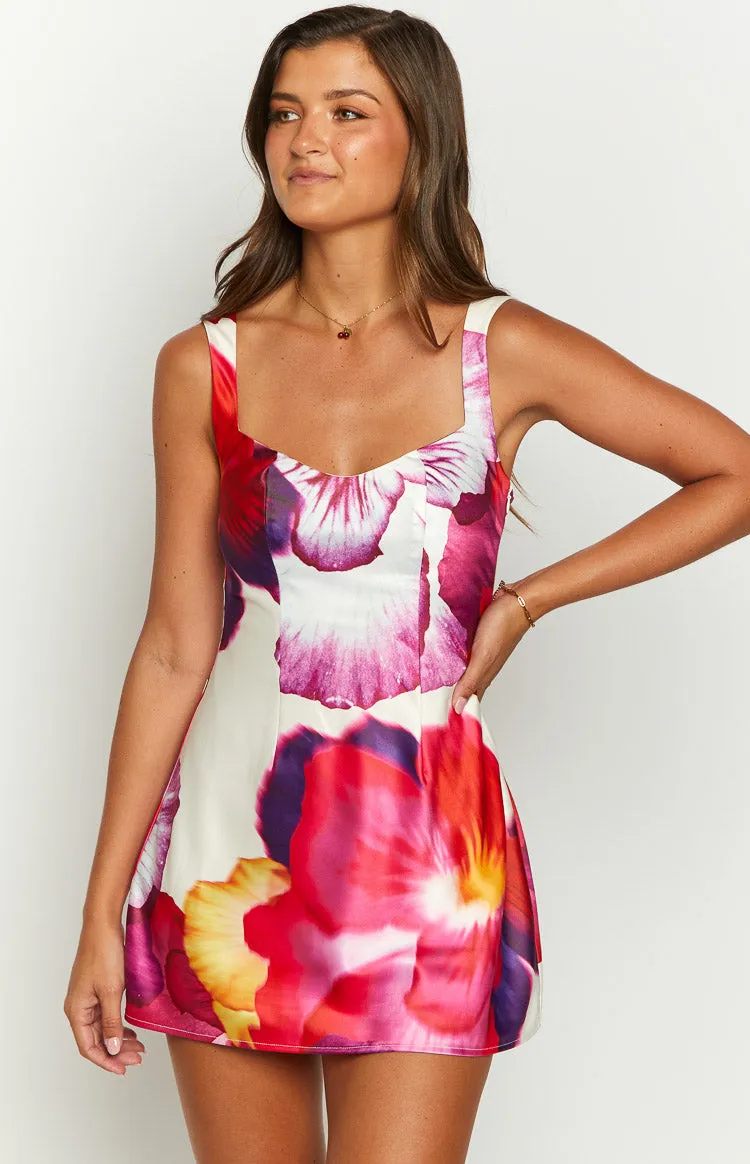Pansy Pink Floral Sleeveless Mini Dress sold by Beginning Boutique product image thumbnail 3