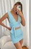 Mega Blue Mini Skirt sold by Beginning Boutique