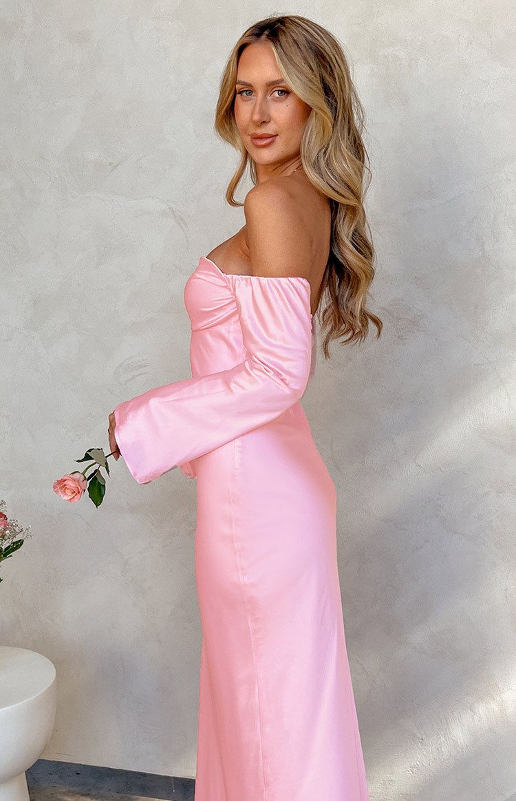 Alita Baby Pink Off The Shoulder Long Sleeve Maxi Formal Dress sold by Beginning Boutique product image thumbnail 3