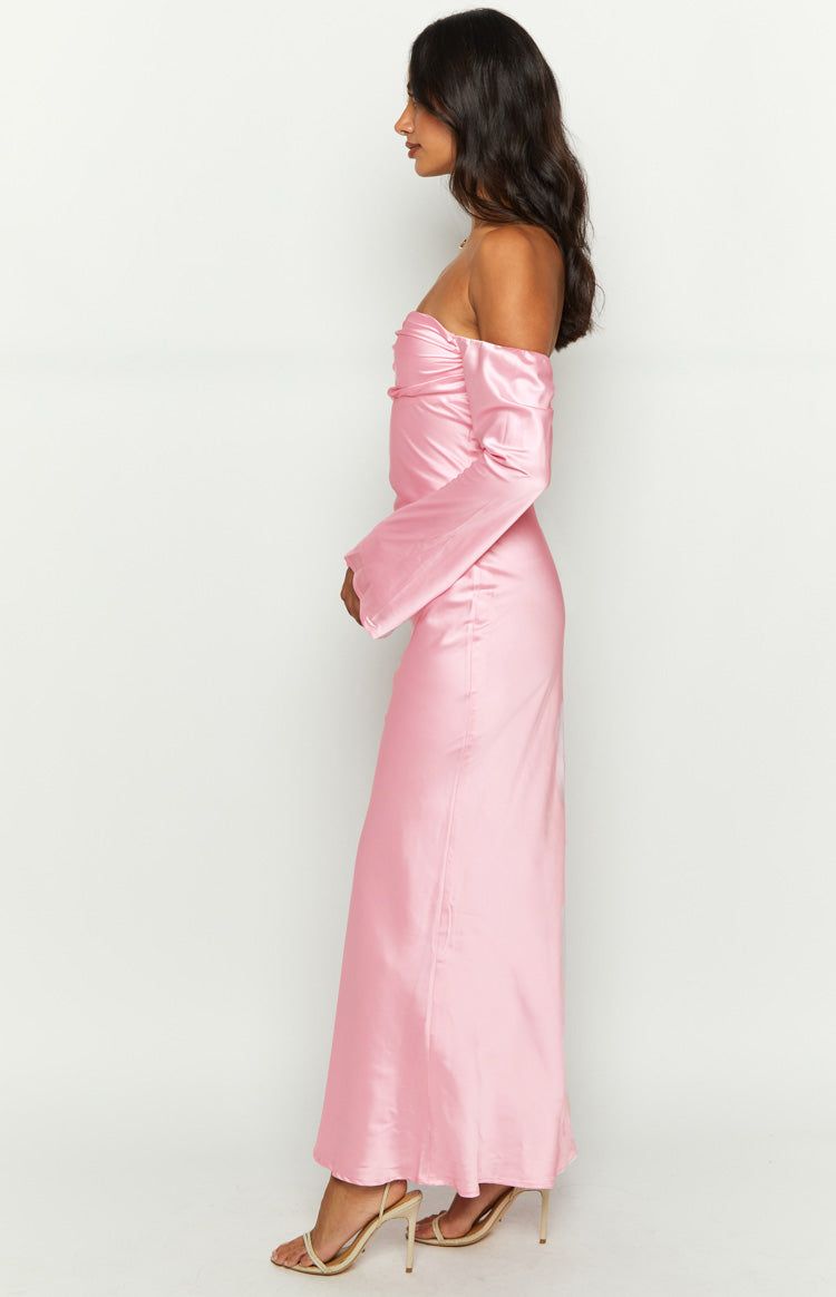 Alita Baby Pink Off The Shoulder Long Sleeve Maxi Formal Dress sold by Beginning Boutique product image thumbnail 5