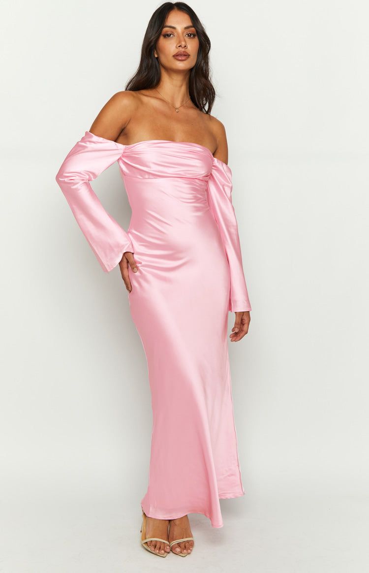 Alita Baby Pink Off The Shoulder Long Sleeve Maxi Formal Dress sold by Beginning Boutique product image thumbnail 4