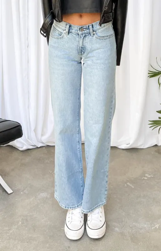 ABRAND A Mischa Organic Vintage Blue 99 Low & Wide Jeans sold by Beginning Boutique