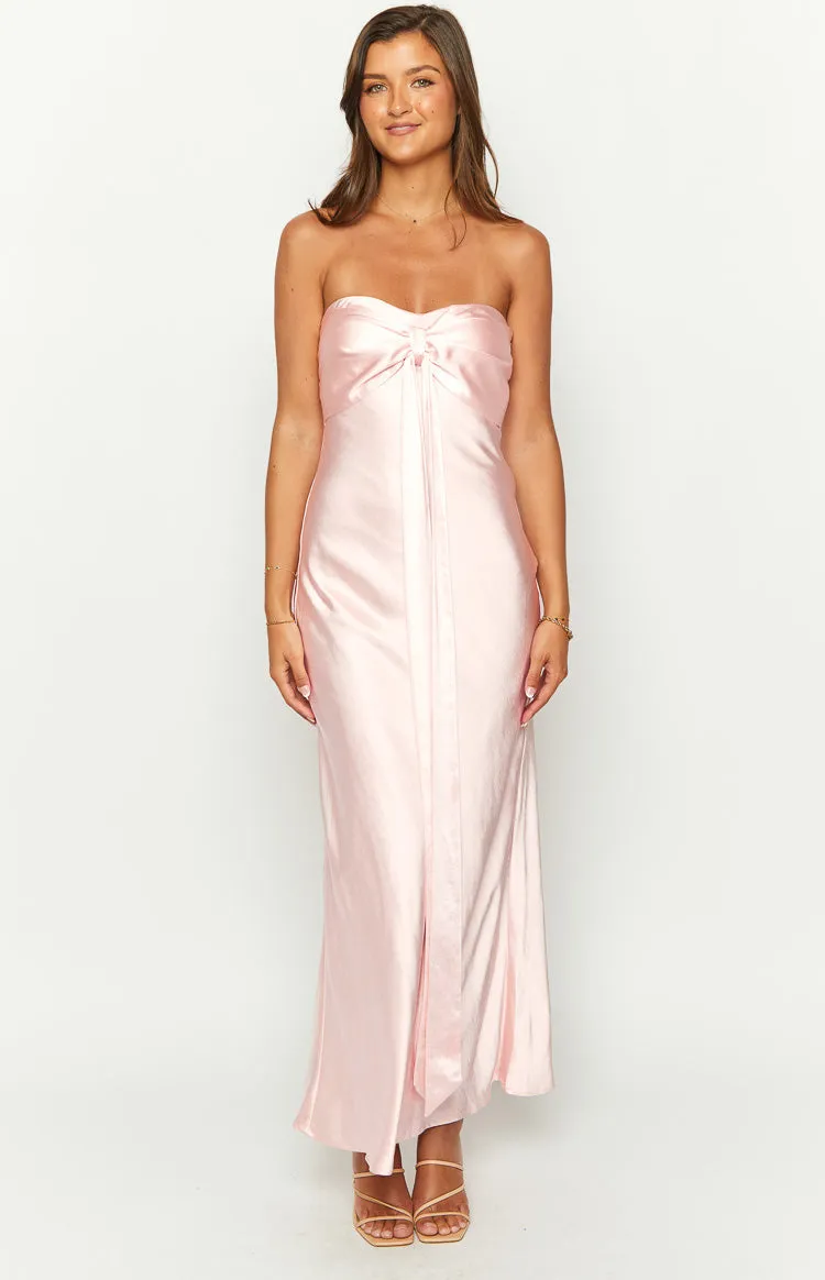 Ariella Pink Satin Strapless Maxi Dress sold by Beginning Boutique product image thumbnail 3