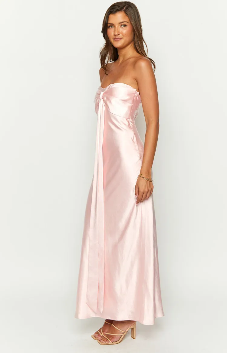 Ariella Pink Satin Strapless Maxi Dress sold by Beginning Boutique product image thumbnail 4