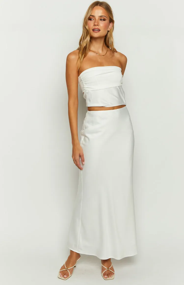 Starry Night White Strapless Satin Crop Top sold by Beginning Boutique product image thumbnail 3