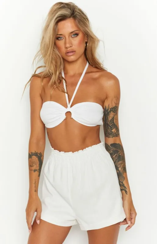 Kaley White Linen Blend Shorts sold by Beginning Boutique