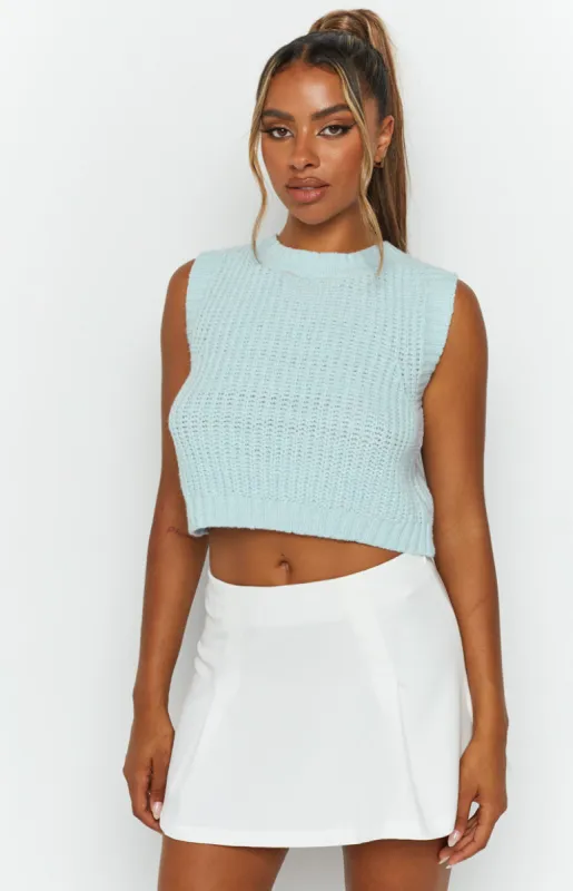 Snoh Pale Blue Knit Tank sold by Beginning Boutique
